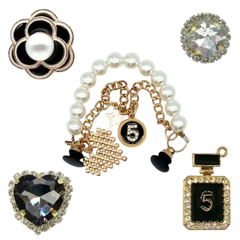 Luxury Metal & Pearl Clogs Charms for Women & Girls