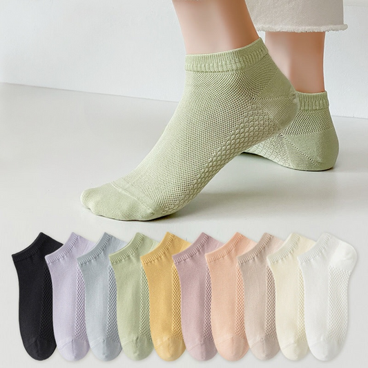 Pure Cotton Woven Ice Slashes Crew Socks in 10 Colours