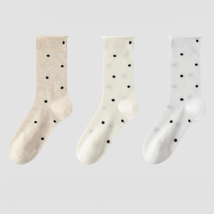 Summer Cotton Long Barrel Stacked Mesh Breathable Antibacterial Socks in 6 Colours