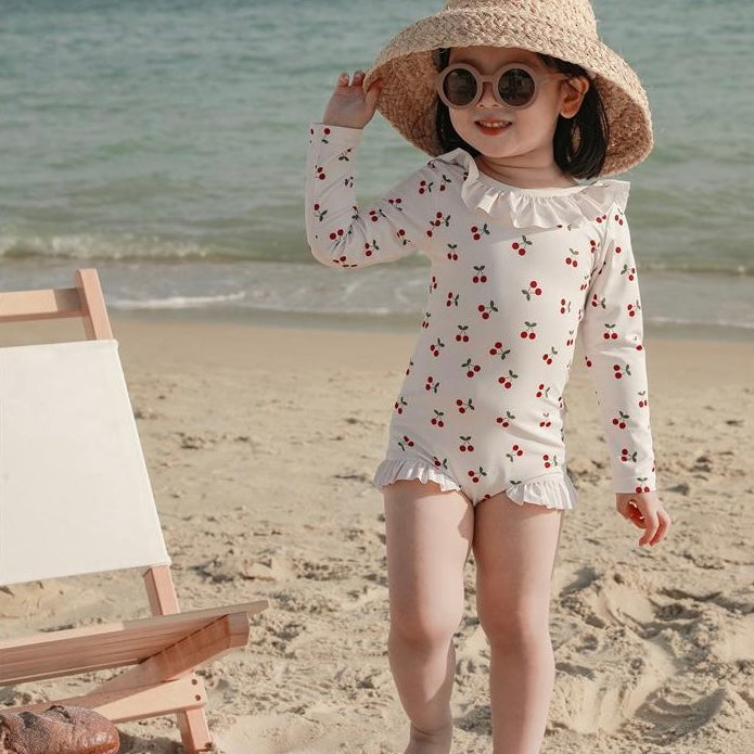 Toddler Girls Backless Swimwear and Matching Cap in 5 Colours