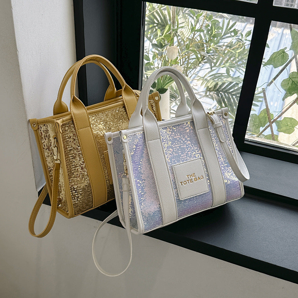 Sequined Transparent Tote Shoulder Bag